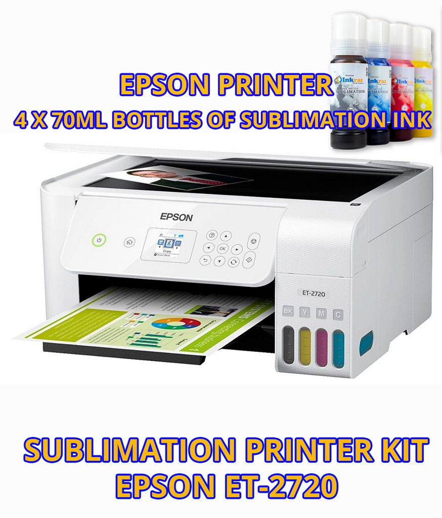 Epson ET-2800 Black or White With Sublimation Ink, Sublimation Printer Bundle Et2800