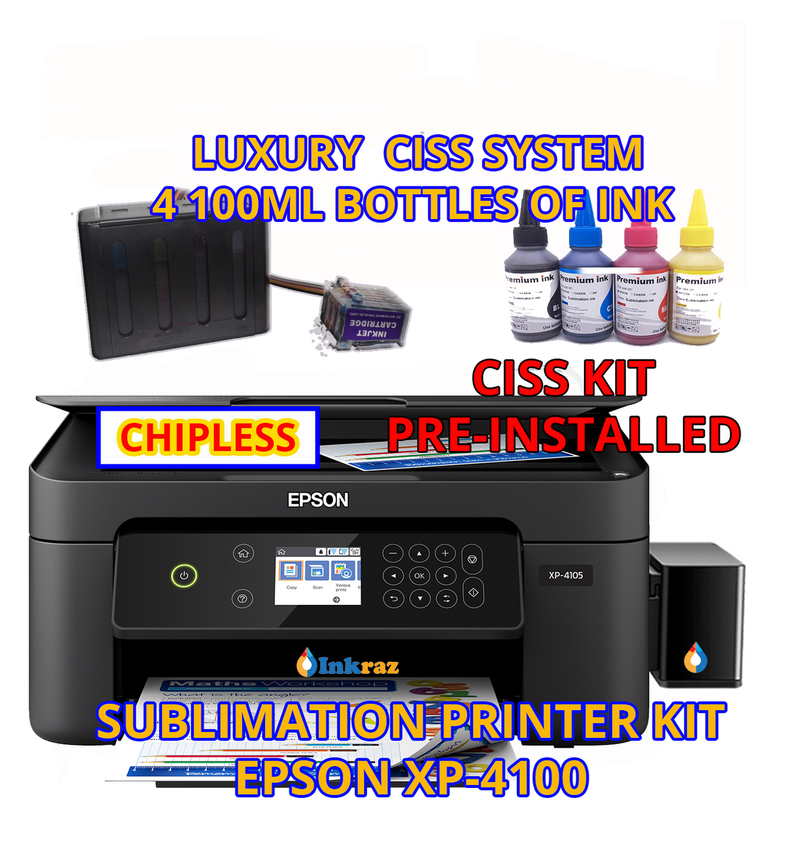Sublimation Epson XP-4100 xp4105 ChipLess Mianboard Built-on Tank