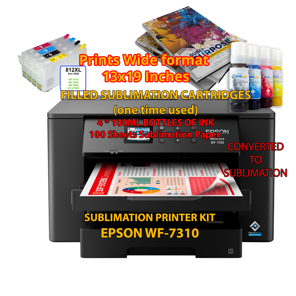 Epson WF-7310 Sublimation Printer Bundle with CISS Kit, Sublimation In –  INKRAZ
