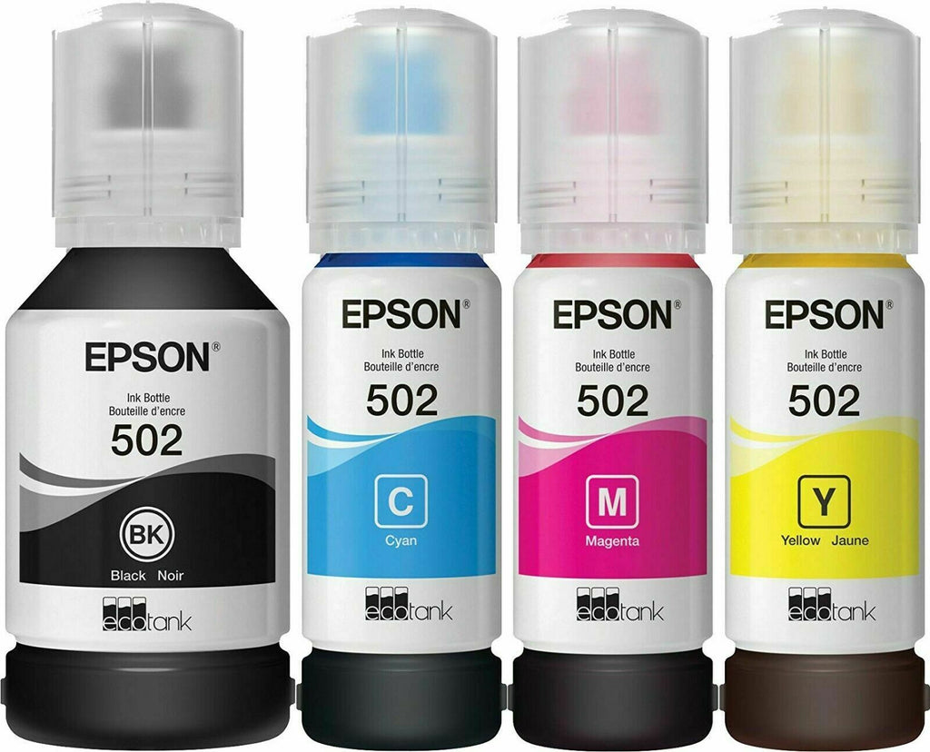 Genuine Epson 502 Ink Bottle 4 Pack for ET-2700 ET-2750 ET-3700 ET-3750